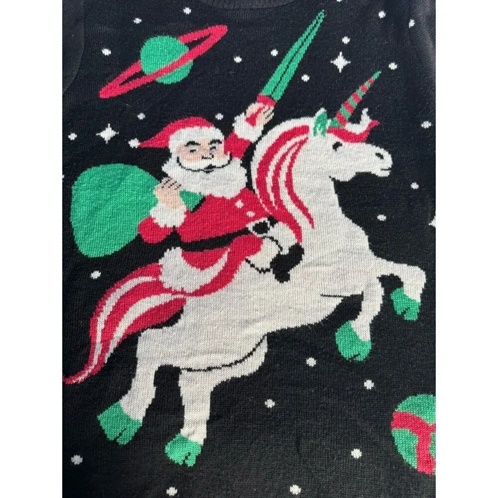 Tipsy Elves Ugly Christmas Sweater Santa Riding Unicorn Men's Sz XL